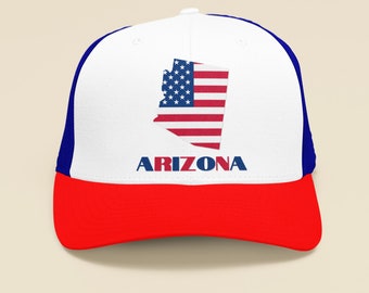 Arizona Trucker Hat, amerikansk flagga AZ-karta, patriotisk Arizona-hatt