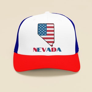 Carte drapeau des Etats-Unis du Nevada, chapeau de camionneur, chapeau de papa Nevada, chapeau patriotique du Nevada, chapeau de papa de Las Vegas, casquette de camionneur de Las Vegas, cadeau de papa du Nevada