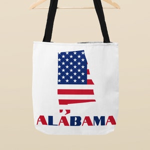 Sac cabas Alabama drapeau américain, sac Alabama patriotique, sac de voyage Alabama drapeau USA, sac cabas carte de l'Alabama, cadeau Alabama, sac fourre-tout carte de l'Alabama