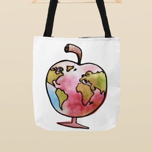 Sac cabas Apple globe pour enseignant, cartable pomme, cartable cadeau enseignant, sac de plage imprimé pomme, cadeaux de remerciement pour enseignant, cadeaux pomme