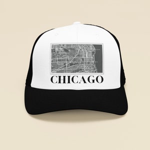 Stadt Karte von Chicago Hat, Chicago Trucker Hut, Chicago Dad Hut, Illinois Trucker Hut, Illinois Dad Hut, Chicago Geschenk, Chicago Dad Geschenke