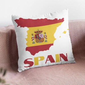 Almohada decorativa de España, almohada con la bandera de España, almohada con el mapa de España, decoración española, bonita almohada española, arte impreso con el mapa de España, decoración para aulas españolas