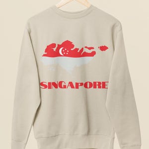 Sudadera con la bandera de Singapur, sudadera con el mapa de Singapur, camiseta bonita de Singapur, camiseta con la bandera de Singapur, regalo de viaje a Singapur, arte de Singapur