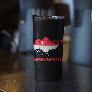 Vaso con mapa de Singapur de 20 oz, vaso con la bandera de Singapur, taza de viaje de Singapur, vaso con la bandera de Singapur, regalo de Singapur, regalo de Singapur