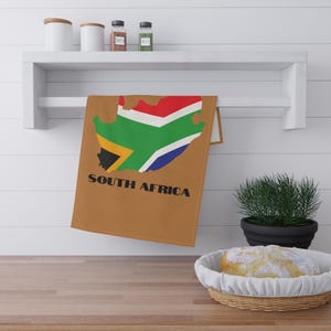 Map of South Africa Kitchen Towel, South African Flag Towel, African Kitchen Decor, African Decor, Africa Travel Gift, South Africa Gift