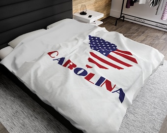 South Carolina Throw Blanket, American Flag South Carolina Blanket, SC Map Blanket, Patriotic South Carolina Gifts, SC Blanket, SC Decor