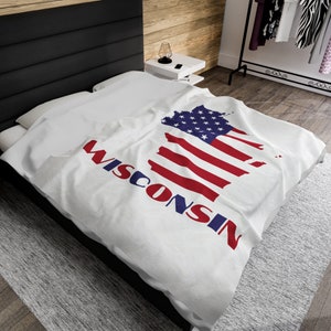 Wisconsin Decke, Wisconsin Decke, Amerikanische Flagge Wisconsin Decke, Wisconsin Decke, Wisconsin Karte, Wisconsin Dekor, USA Flagge WI Wohnkultur