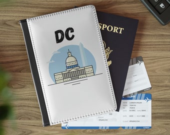 Porta-passaporte de Washington DC, capa para passaporte com o horizonte de Washington DC, carteira de viagem de Washington DC