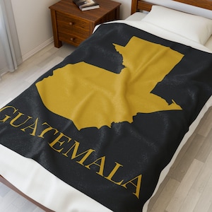 Gold and Black Map of Guatemala Blanket, Gold Guatemala Throw Blanket, Elegant Guatemala Decor, Guatemala Gift, Guatemalan Home Decor