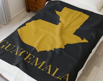 Guatemala Map Blanket, Gold Guatemala Throw Blanket, Guatemala Home Decor, Guatemalan Gifts, Elegant Guatemalan Decor, Guatemala Gifts