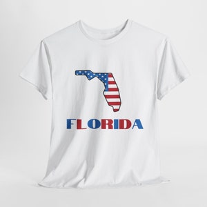 Proud American Florida T-shirt, Amerikaanse vlag Florida kaart T-shirt, Florida State Pride Shirt, patriottische Florida shirt, Florida cadeau