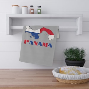 Map of Panama Kitchen Towel, Panamanian Flag Towel, Panamanian Kitchen Decor, Panamanian Decor, Panama Travel Gift, Panama Gift, Panama Art