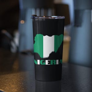 Vaso con mapa de Nigeria de 20 oz, vaso con la bandera de Nigeria, taza de viaje de Nigeria, botella de Nigeria, vaso con la bandera de Nigeria, regalo de Nigeria, regalo nigeriano