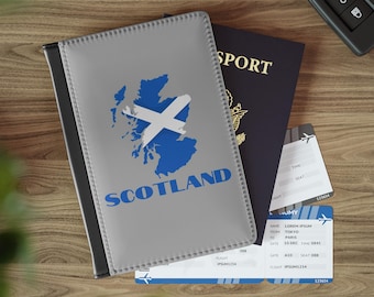 Scotland Passport Holder, Scottish Passport Wallet, Scotland Flag Map of Scotland Passport Cover, Scotland Travel Accessories, Scotland Gift