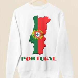Map of Portugal Sweatshirt, Portuguese Flag Crewneck, Unisex Portugal Flag Clothing, Gift for Portuguese, Portugal Travel Gift, Portugal Map