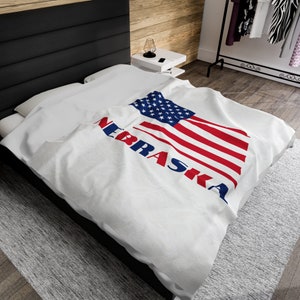 American Flag Map of Nebraska Blanket, Nebraska Throw Blanket, Nebraska Gift Blanket, Nebraska Dorm Decor, Nebraska Home Decor Gift