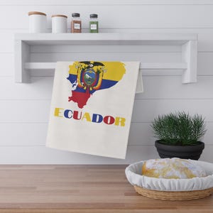 Map of Ecuador Kitchen Towel, Ecuadorian Flag Towel, Ecuadorian Kitchen Decor, Ecuadorian Decor, Ecuador Travel Gift, Ecuador Gift