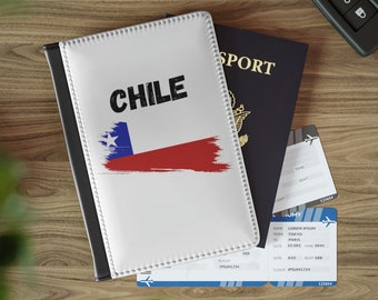 Capa para passaporte com bandeira chilena, porta-passaporte chileno, estojo para passaporte chileno, carteira para passaporte chileno, presentes para chilenos, carteira para passaporte chileno