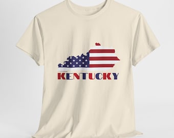 Camiseta de Kentucky, camiseta con la bandera estadounidense y el mapa de Kentucky.