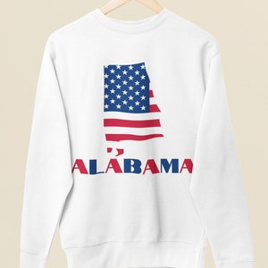 Moletom com mapa da bandeira americana do Alabama, moletom personalizado do Alabama, moletom de outono do Alabama, moletom AL, presente do Alabama, moletom universitário