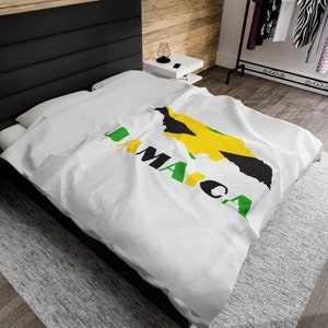 Jamaican Flag Map of Jamaica Blanket, Jamaica Throw Blanket, Jamaica Gift Blanket, Jamaica Flag Decor, Jamaica Gift Home Decor