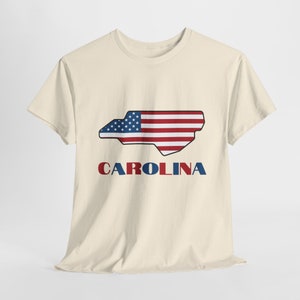 T-shirt de la Caroline du Nord, t-shirt carte drapeau américain NC