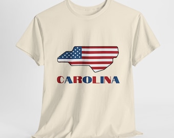North Carolina T Shirt, American Flag NC Map Tee