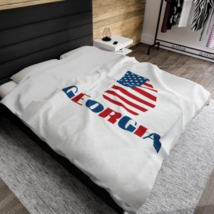 American Flag Map of Georgia Blanket, Georgia Throw Blanket, Georgia Gift Blanket, Georgia Dorm Decor, Georgia Home Decor, GA Gift