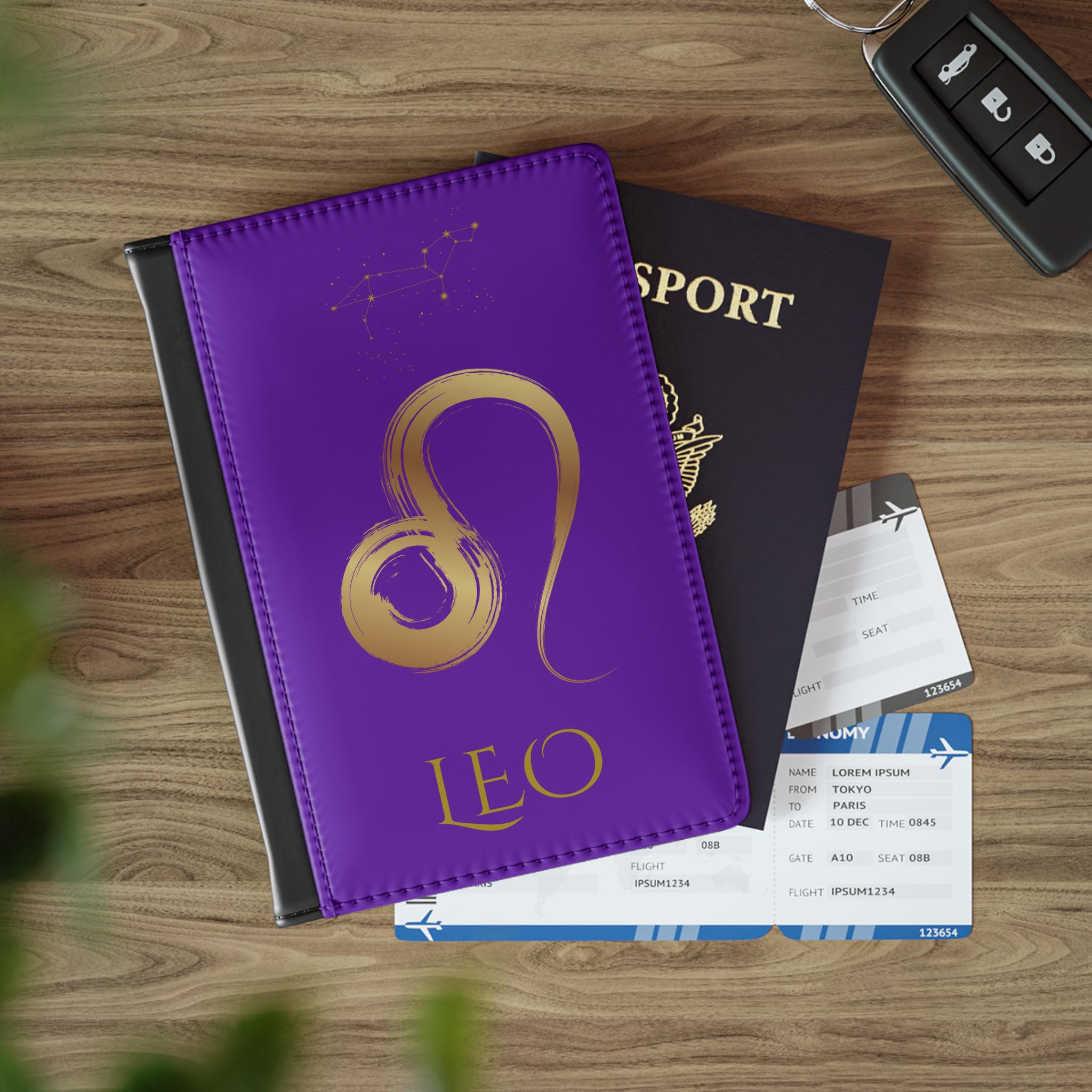 Leo Zodiac Sign Passport Holder, Astrology Leo Passport Wallet, Leo Sign Gift, Zodiac Leo Travel Gift, Leo Constellation Art, Leo Wallet