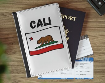 Porta-passaporte com a bandeira da Califórnia, capa para passaporte da Califórnia, carteira de viagem da Califórnia, presente para californianos, estojo minimalista para passaporte da Califórnia