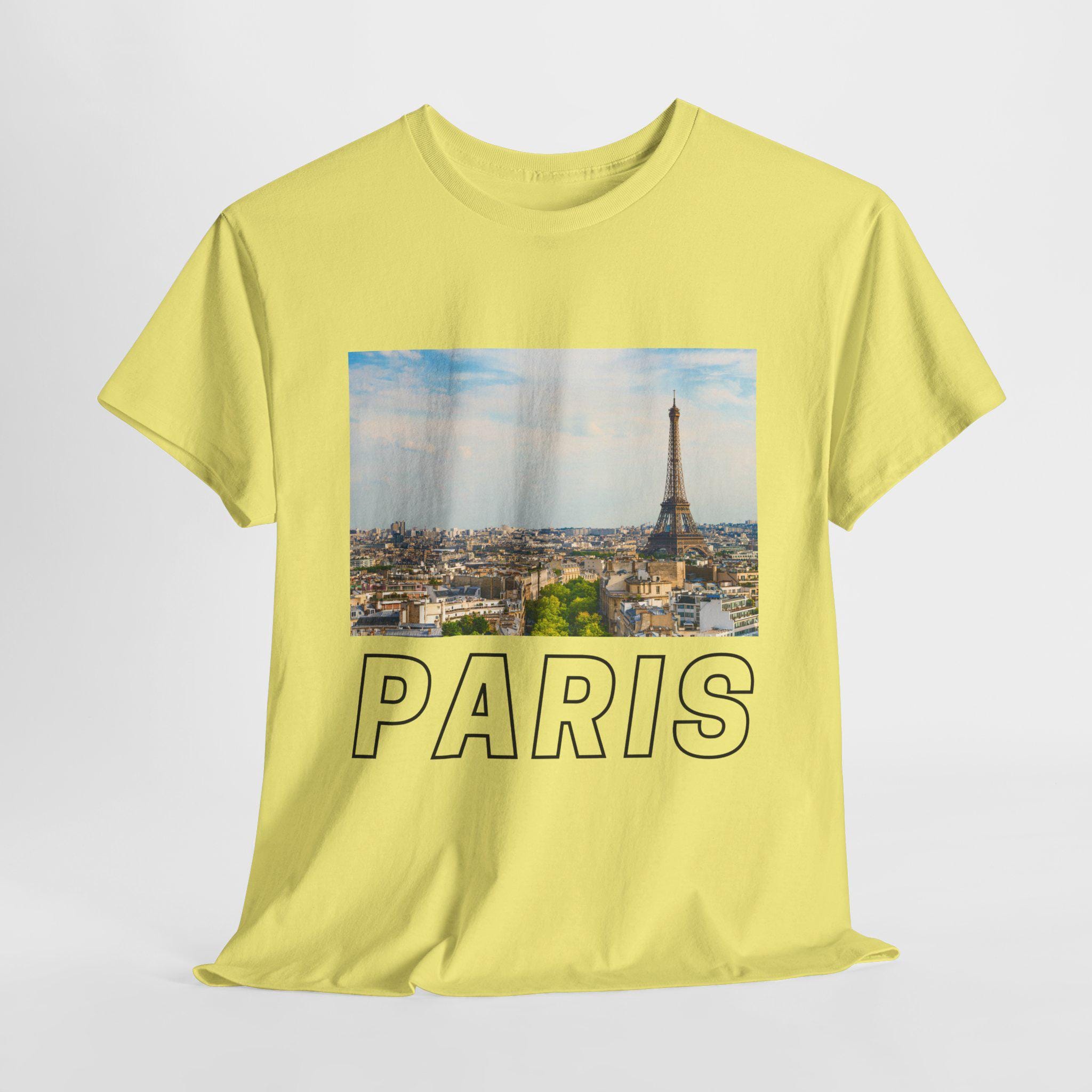 パリのスカイラインTシャツ、エッフェル塔グラフィックTシャツ、パリ 