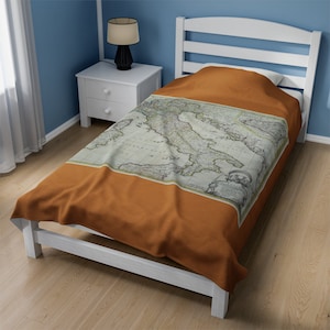 Vintage Italien Karte Kundenspezifische Decke, rustikale trendige historische italienische Kunstdruck, Europa Geographie Geschenkdecke für Schlafsäle, Kinder, Gäste