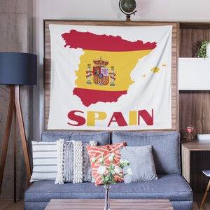 Spanish Flag Map of Spain Wall Tapestry, Spanish Teacher Gift, Dorm Decor, Spanish Home Decor, Spanish Decor, Spanish Classroom Tapestry