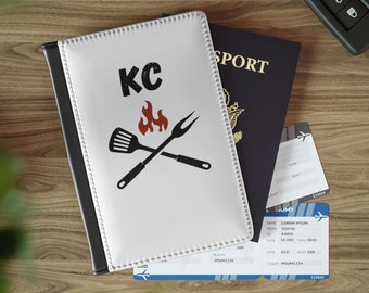Porta-passaporte de Kansas City, carteira de viagem de Kansas City, capa para passaporte de Kansas City, presente de Kansas City, presente para churrasco de Kansas City