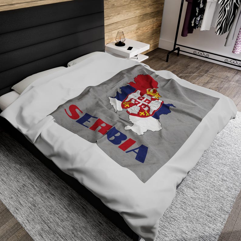 Serbian Flag Blanket, Map of Serbia Blanket, Cute Serbian Blanket