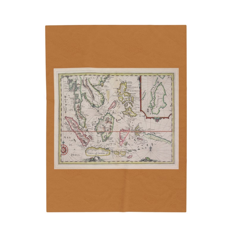 Vintage Style Southeast Asia Map Throw Blanket, Rustic Style Historical ...