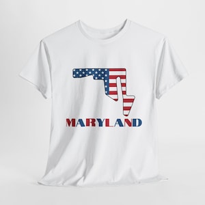 American Flag Maryland T Shirt, Maryland Map Tee Shirt, State Pride Maryland Shirt, Patriotic Maryland State Tee, Maryland Gifts, MD Gifts