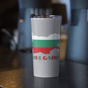 Map of Bulgaria Tumbler 20 oz, Bulgarian Flag Tumbler, Bulgaria Travel Mug, Bulgaria Flag Tumbler, Cute Bulgaria Gift, Bulgarian Gift