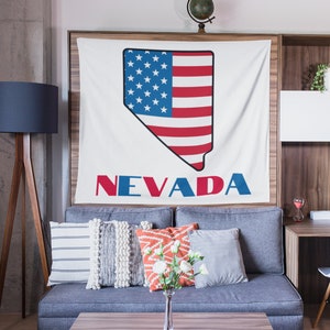 Amerikanische Flagge Karte von Nevada Wandteppich, Geschenke für ihn, Wohnheim Dekor, Nevada Wohnkultur, Geschenke für Freund, Klassenzimmer Wandteppich