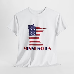 Proud American Minnesota T-Shirt, American Flag Minnesota Map Tee Shirt, Minnesota State Pride Shirt, Patriotic Minnesota Shirt Gift