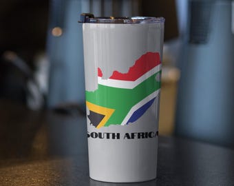 Beker met vlag van Zuid-Afrika 20 oz, reismok kaart Zuid-Afrika, Zuid-Afrikaans cadeau
