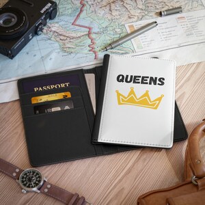 Designer Personalised Name Passport Cover King Queen Crown Case