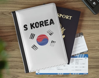 Porta-passaporte com a bandeira da Coreia do Sul, capa para passaporte sul-coreana, carteira de viagem com a bandeira da Coreia, presente para sul-coreanos