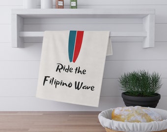 Torchon de cuisine style côtier déco drapeau philippin, serviette drapeau philippin, serviette de plage philippine, torchon de cuisine en coton philippin