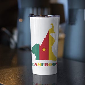 Map of Cameroon Tumbler 20 oz, Cameroonian Flag Tumbler, Cameroon Travel Mug, Cameroon Bottle, Cameroon Flag Tumbler, Cute Cameroon Gift