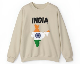India Sweatshirt, Indian Flag Crewneck, India Map Pullover