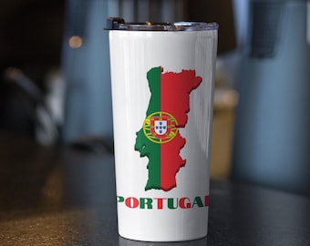 Portugal Flag Tumbler 20oz, Portugal Map Travel Mug, Portuguese Gift