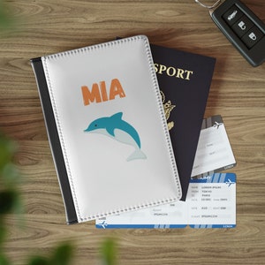 MIA Dolphin Miami Passport Holder, Florida Passport Wallet, Beach Passport Case, Florida Travel Accessories, Miami Florida Travel Gift