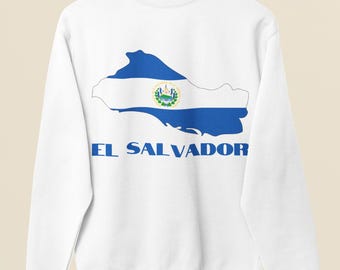 Sudadera con bandera de El Salvador, cuello redondo del orgullo salvadoreño, jersey de mapa de El Salvador, regalo de El Salvador para salvadoreños
