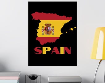 Spain Map Poster, Spain Wall Art, Spanish Flag Poster, Spanish Wall Decor, Spanish Home Decor, Gift for Spanish, Spanish Gifts, Spain Gifts